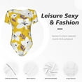 thumbnail image 6 of Uemuo Lilies Flowers Pattern Women's One Piece Short Sleeve Swimsuit Rash Guard Surfing Modest Quick-drying Swimsuit Beach Essentials-Small, 6 of 9