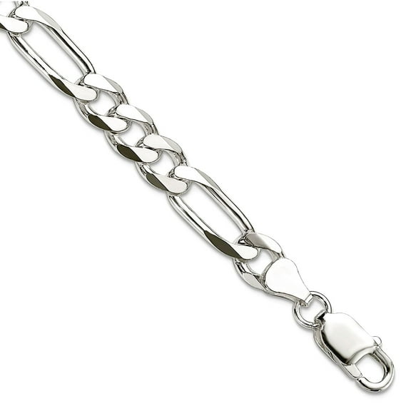 925 Sterling Silver 7.5mm Figaro Chain Bracelet 8 Inch Link Bracelet for Women and Men - 15.2 Grams