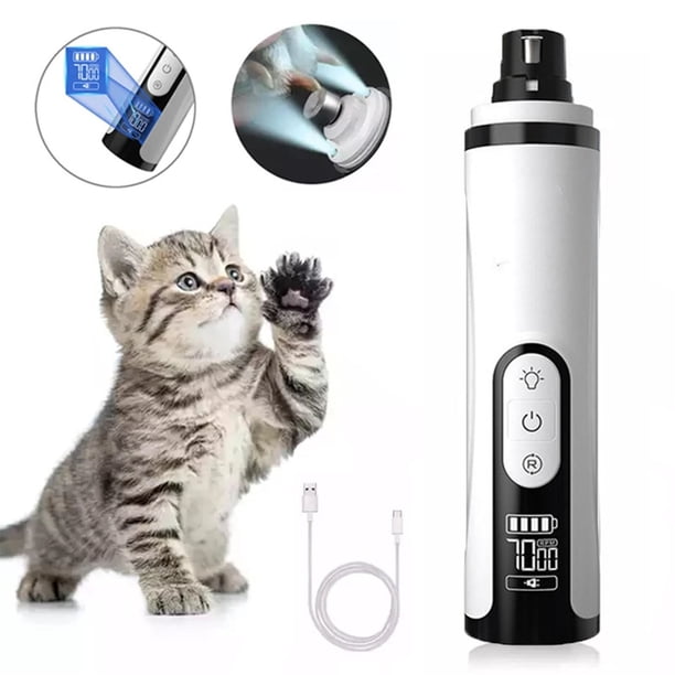 Amoladora de uñas Heusom Silent Groom Pro con luz LED, 3 velocidades, para perros y gatos, con batería de larga duración de 2000 mAh, para amoladora de armadura gruesa.
