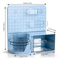 thumbnail image 6 of Vivin Desk Organizer, Small 2 Drawer Unit and Pen Holders, Multi-Purpose Pegboard organizer For Home Office, Blue, 6 of 6
