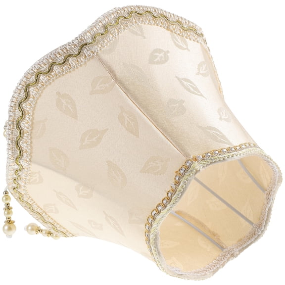 KONTONTY Vintage Yellow Lamp Shade with Fringe and Beads for Decorative Table Lamps