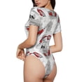 thumbnail image 2 of Gaeub Koi Fish Print Women's Short Sleeve One Piece Swimsuit Sexy High-Waisted Bodysuit Bathing Suit for Swimming, Beach, Sports-Small, 2 of 7
