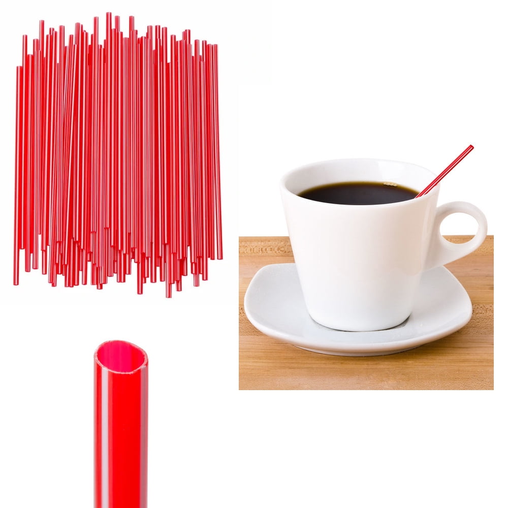 5 in - 1000 Pack Red Plastic Coffee Stirrers Straws Cocktail Sip Stir Sticks 