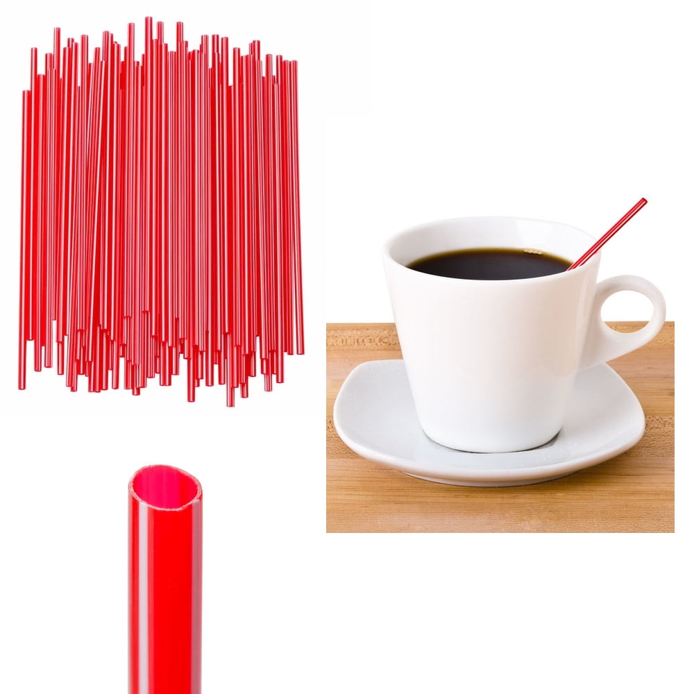 1000 X Stirrers Red White 5" Drinking Slim Straws Unwrapped Plastic