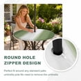 thumbnail image 5 of Round Outdoor Tablecloth with Umbrella Hole and Zipper, Dark Green Striped Fitted Table Cover with Elastic Edge for 55-60 Inch, Green White Ombre Farmhouse Gradient Waterproof Patio Tablecoths, 5 of 9