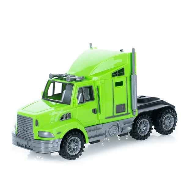 Semi Truck Bright Lime Green 9 x 4 Acrylic Friction Powered Toy Vehicle