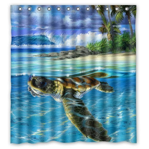 Cortina de ducha Impermeable ABPHQTO Divertida tortuga marina 160x180 cm