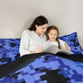 thumbnail image 4 of Feelyou Pixelate Miner Comforter Set 7pcs, Retro Blue Square Camo King Bedding Sets, 4 of 8