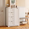 thumbnail image 4 of Small Pantry with Door and Shelves, 33'' Kitchen Pantry Storage Cabinet Freestanding Wooden Bathroom Storage Cabinet with 4 Drawers for Kitchen and Dining Room, White, 4 of 8