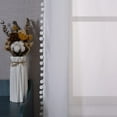 thumbnail image 4 of DriftAway  Solid White Sheer Window Scarf Valance Long Luxury Sheer Fabric Topper Pom Pom Trimmed 52" width X 144 " length, 4 of 5