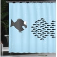 thumbnail image 4 of Ambesonne Fish Shower Curtain, Funny Cartoon Motivation, 69"Wx75"L, Blue and Black, 4 of 5