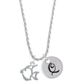 thumbnail image 1 of Delight Jewelry Silvertone 2-D Open Angel Fish Silvertone Script Initial Disc - Q - Charm Necklace, 20"+3", 1 of 4