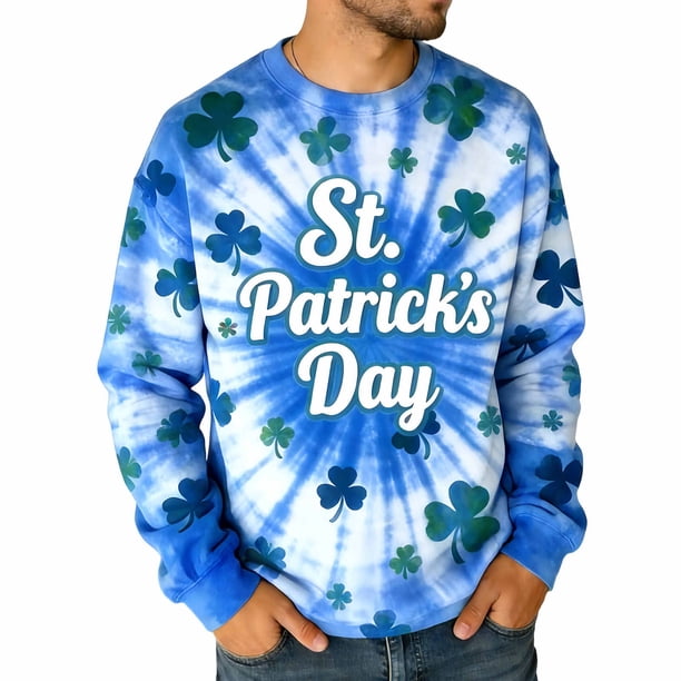 Camiseta de Cuello de Tripulación de Manga Larga de los Hombres de San Patricio Día de Impresión, sin Capucha