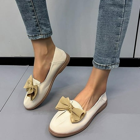 

Homadles Women Flat Sandals- on Clearance Bowknot Sandals Beige Size 6.5