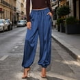 thumbnail image 3 of Lutiedan Satin Pants for Women Drawstring Elastic Waist Baggy Joggers Dressy Casual Balloon Pants with Pocket S-3XL, 3 of 8