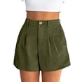 thumbnail image 4 of Lumtrix Womens Shorts Casual 2026 Summer Elastic High Waist Zipper Button Shorts Pleated Beach Vacation Trendy Clothes Army Green M, 4 of 4