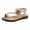 Beige, variant on Rokment Women's Platform Flip Flops Fashion Casual Metallic Gold Buckles Leather Wedge Low Heels Elastic Ankle Strap Slingack Dress Sandals 2026 Summer Brown Size 6.5