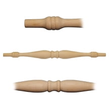 100 Pcs Wooden Birch Spindles 9" long x 3/4" wide w/ 3/8" tenonLength includes tenon.