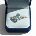 thumbnail image 3 of Hexagon Cut Aquamarine Engagement Ring, Kite Shape Diamond Stackable Ring, Past Present Future Anniversary Ring, Promise Ring, Wedding Ring., 3 of 4