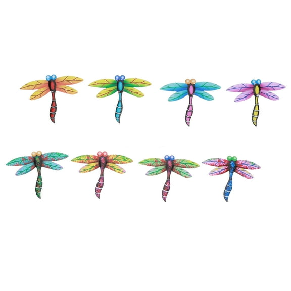 Worgeous 8 Pcs Little Dragonfly Wall Decoration Locket of The Lid Colorful