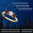 thumbnail image 2 of Gem Stone King 18K Yellow Gold Plated Silver White Moissanite and Red Rhodolite Garnet Engagement Ring for Women | 1.70 Cttw | Round 5MM | Gemstone Birthstone | Size 5, 2 of 7