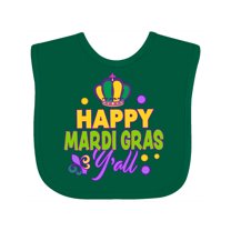 Inktastic Happy Mardi Gras Y'all with Crown Boys or Girls Baby Bib