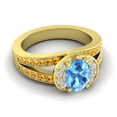 thumbnail image 3 of Diamond-Capitals 2.35 Carat Oval Cut Blue Topaz & Citrine Gemstone Beautiful Engagement Ring for Ladies in Solid 18K Yellow Gold Size 7, 3 of 8