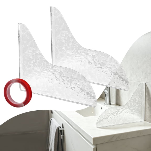 RYLZX 2 PCS Water ripples Shower Splash Guard for Tub Corner, Self-Adhesive Shower Guards to Keep Water in Shower for Bathtub, 8.3 x 7.9 inches