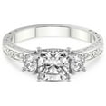 thumbnail image 5 of IGI Certified 5 Carat Cushion Shape Lab Grown Diamond Engagement Ring | 14K White Gold | Valencia Three Stone Vintage Diamond Ring | FG-VS1-VS2 Quality Friendly Diamonds, 5 of 7