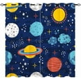 thumbnail image 2 of Space Curtains - Kids Boys Planet Doodle Solar System Sun Stars Print Blackout Curtains Waterproof Fabric Grommet Window Drapes for Youth Teen Nursery Bedroom Playroom 42"W x 63"L (Pack of 2), 2 of 5