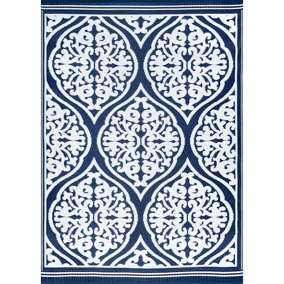 Tayse Sunset Area Rug SUN1702 Transitional Navy Bulbs Scrolls 8' 10" x 11' 10" Rectangle