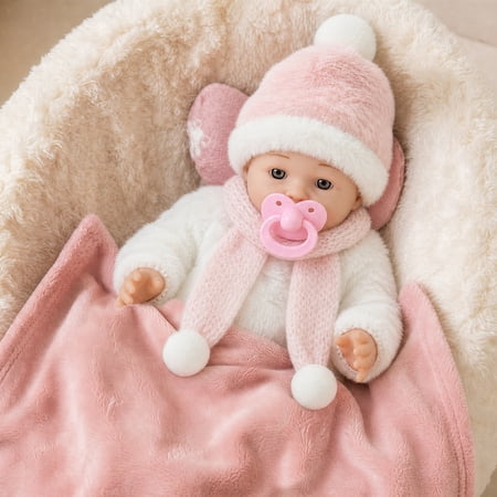 Keyohome Baby Dolls 12 Baby Doll Playset with Sleeping Carrier Bassinet Bed Set in Gift Box Soft Reborn Baby Doll with Cloths/Blanket/Feeding Kit for Girls Ages 3+