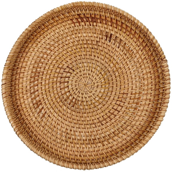 Round Rattan Serving Tray for Dinner Parties and Decor