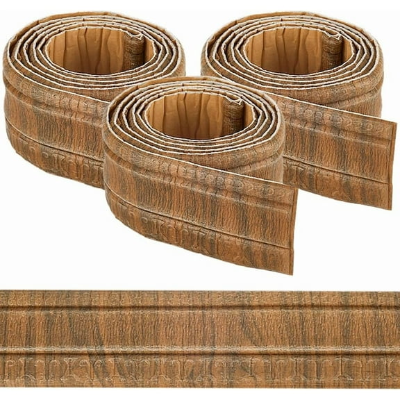 271x3.15in Wallpaper Border Peel and Stick Molding Camel Brown Wood Grain Self Adhesive Flexible 3D Baseboard Trim Vintage Mirror Sticky Wall Edging Lines Foam for Hotel Home Decoration