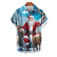 thumbnail image 2 of Mens Manga Corta Botón Abajo Camisas, Cuello de Vuelta Navidad Impresa Blusa, Top de Moda Casual, 2 of 4