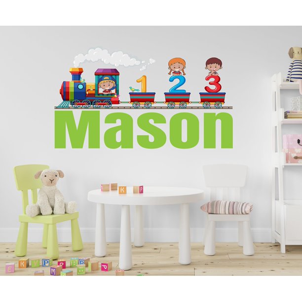 Vinilo decorativo de pared Tren con nombre personalizado CuteDecals 51 x 30 cm