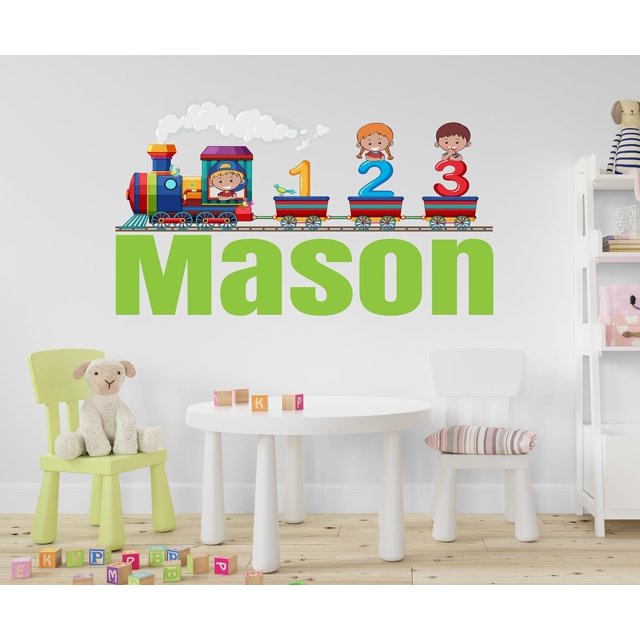 Vinilo decorativo de pared Tren con nombre personalizado CuteDecals 51 x 30 cm