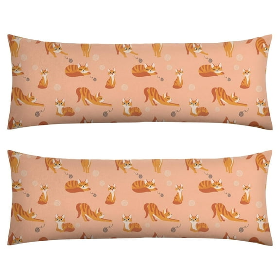 Boho Cat Body Pillow Cover 20x54 - Floral Cat Design Pillowcase with Zipper Closure - Machine Washable Full Body Support Pillow Cover