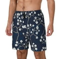 thumbnail image 1 of Bingfone Cherry Blossoms on Navy Background for Men's Double Layer Swimming Trunks with Lining, Drawstring Style with Pockets Beach Shorts Men's Swimsuit-X-Large, 1 of 6