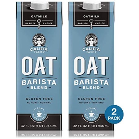 Califia Farms Unsweetened Oat Milk Barista Blend, 32 Ounce (Pack of 2)