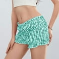 thumbnail image 7 of Women's Boxer Short Y2K Cute Elastic Low Waist Plaid Print Lounge Shorts Button Gingham Micro Pajama Bottoms, 7 of 7