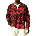thumbnail image 5 of Fgvctg Romantic Valentine's Day Sweater Mens Henley Collar Ribbed Knit Button Down Sweater Love Heart Print Fashion Slim Fit Long Sleeve Pullover Sweaters Spring Loose Clothes Red M, 5 of 5