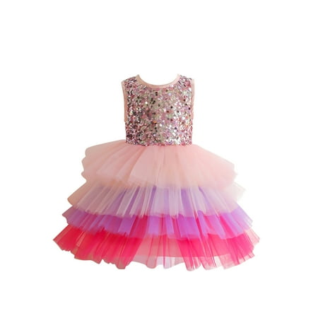 

Gowns for Girls Party Wear Girls Walk Thru Dress Kids Toddler Baby Girls Spring Summer Print Ruffle Sleeveless Show Lace Tulle Party Princess Girl Dress Size 8 Long Sleeve Flower Girl Dress