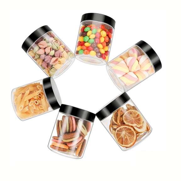 Heyingu 6Pcs Plastic Jars with Lids 8 oz Empty Leak-Proof Clear Containers Refillable Kitchen Storage Containers for Storing Spices Cookie Slime and Dry Food