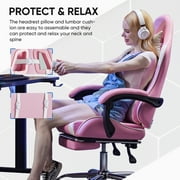 EDX Ergonomic Gaming Chair High Back Office Chair with Lumbar Support and Adjustable Armrests Swivel Racing Chair, Pink and White