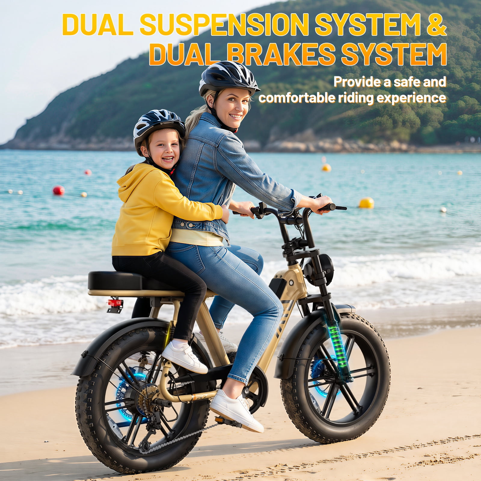 TST Electric Bike for Women, 20"x4" Fat Tire, E Mountain Bike, 750W Motor 48V/15AH UL2849, Dual Hydraulic Disc Brakes, Full Suspension
