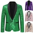 thumbnail image 3 of CENL Men Shiny Gold Sequin Glitter Embellished Blazer Jacket Nightclub Prom Suit, 3 of 6