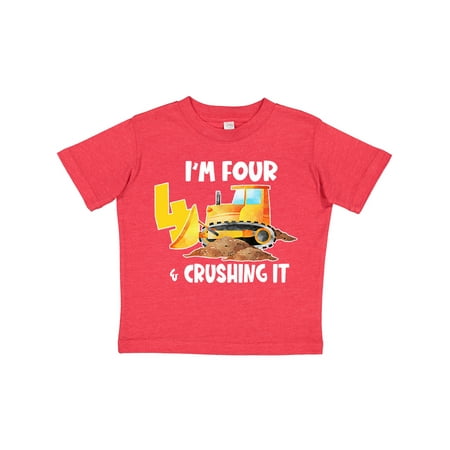 

Inktastic I m 4 and Crushing It Construction 4th Birthday Gift Toddler Boy or Toddler Girl T-Shirt
