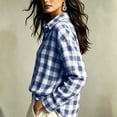 thumbnail image 5 of QINGFSAP Womens Plaid Button Down Shirt Oversized Long Sleeve Collared Blouse Loose Casual Tunic Top, 5 of 9