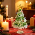 thumbnail image 4 of Bomd Mini Glass Christmas Decoration, Crystal Decoration With Colorful Lights And Golden Star, for Holiday Celebrations, Home, Office, Desk, Party Decor And Christmas Gift(Green White), 4 of 7